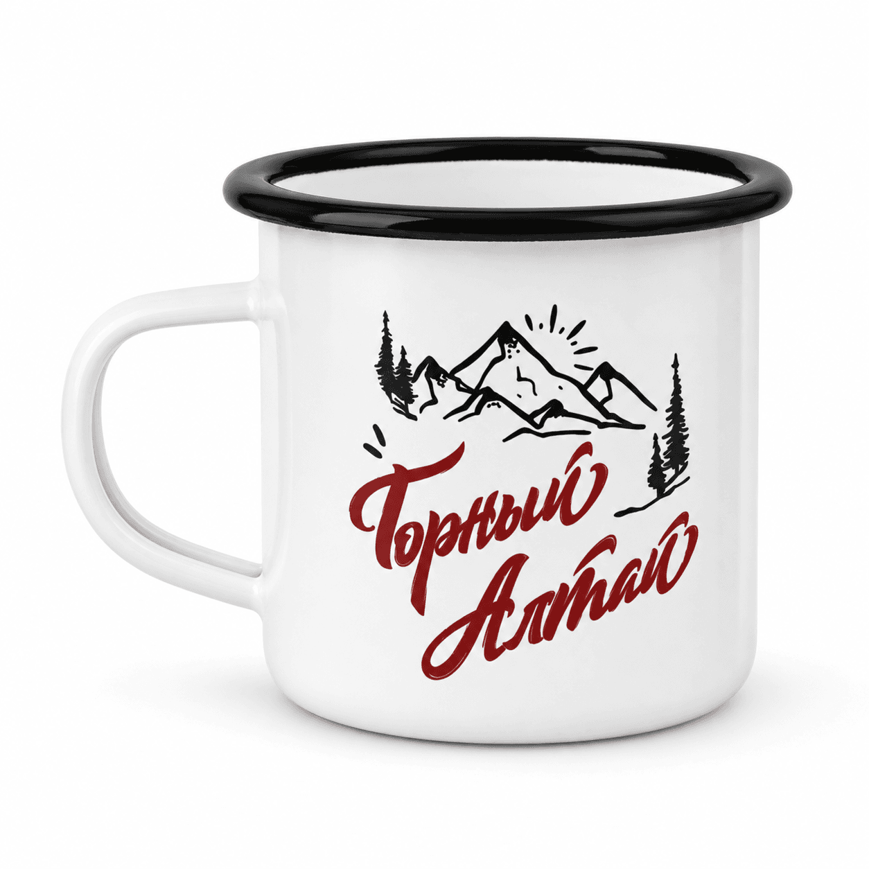 Эмалированная кружка «Горный Алтай» белая