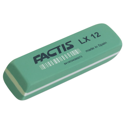 Ластик большой FACTIS LX 12 (Испания), 74х24х13 мм, зеленый, прямоугольный, скошенные края