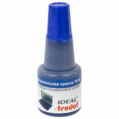 Краска штемпельная TRODAT IDEAL 7014 синяя 24 мл, на водно-глицериновой основе, 206916