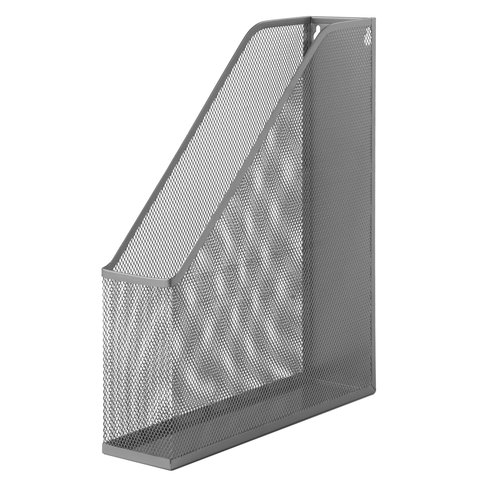 Лоток вертикальный для бумаг BRAUBERG "Germanium" (250х72х315 мм), металлический, серебряный