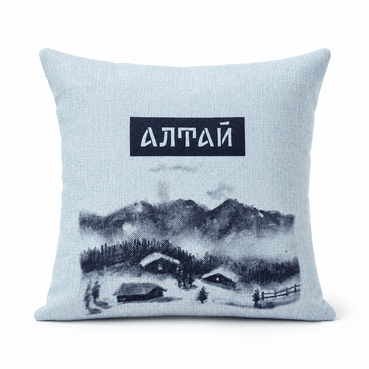 Декоративная подушка 40×40 см «Зимний Чемал», голубая