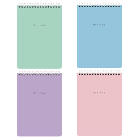 Блокнот А5 146х206 мм, 60 л., гребень, картон, жесткая подложка, клетка, BRAUBERG "Minimal Pastel", 116427