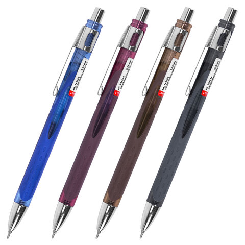 Ручка шариковая автоматическая с грипом BRAUBERG "STYLE RT", СИНЯЯ, игольчатый наконечник 0,7 мм, линия письма 0,35 мм, 144324