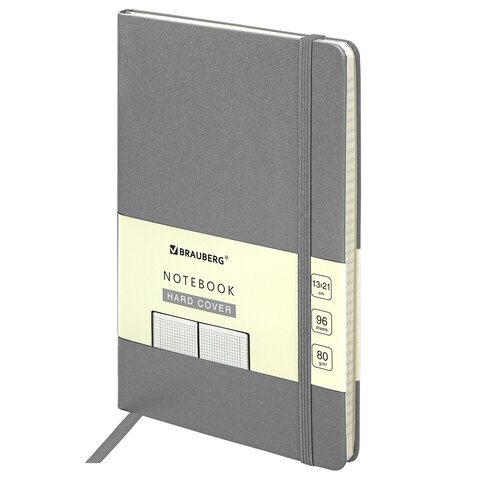 Блокнот А5 (130х210 мм), BRAUBERG ULTRA, балакрон, 80 г/м2, 96 л., клетка, серый