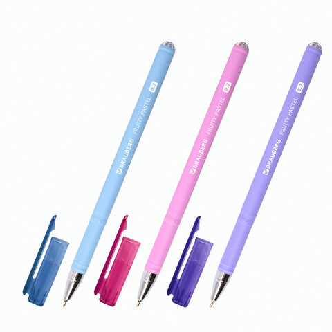 Ручка шариковая масляная BRAUBERG "FRUITY Pastel", СИНЯЯ, soft-touch, узел 0,7 мм, линия письма 0,35 мм