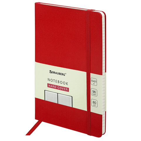 Блокнот А5 (130х210 мм), BRAUBERG ULTRA, балакрон, 80 г/м2, 96 л., клетка, красный