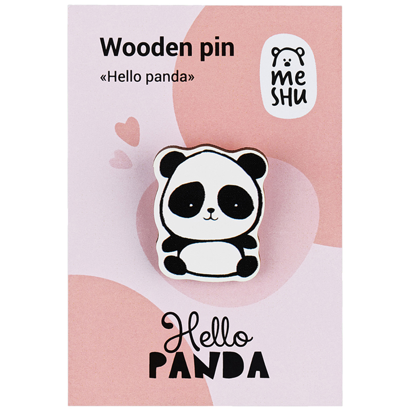 Значок деревянный MESHU "Hello panda"